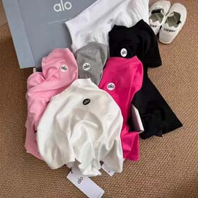 ALO 2025 primavera y verano nueva simple carta impresión adelgazamiento cuello redondo casual todo p  