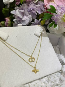 Dior oro diamante colgante de abeja doble collar-3706  