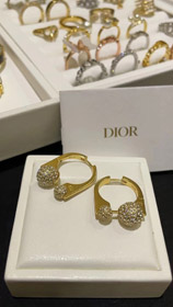 Dior francés diamante completo pequeño oro bola oro pendientes-3711  