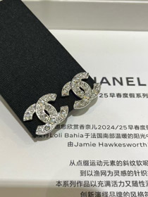 Chanel estrella corazón cristal perla plata doble C pendientes-3752  