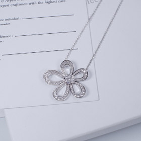 Van Cleef & Arpels platino completo diamante gran flor girasol collar-3770  