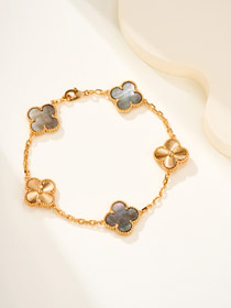 Van Cleef & Arpels Gris Madre de Perla pulsera de flores-3777  