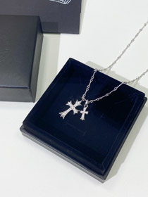 Cromo corazón cruz collar-3778  