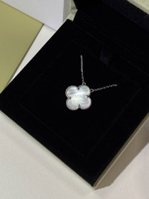 Van Cleef & Arpels collar ancho de trébol de cuatro hojas blanco-3788  