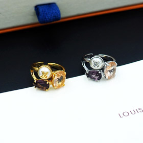 Louis Vuitton LV anillo de diamantes de la garra de la flor del metal-3807  