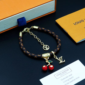 Louis Vuitton LV cuero cereza letra pulsera-3813  
