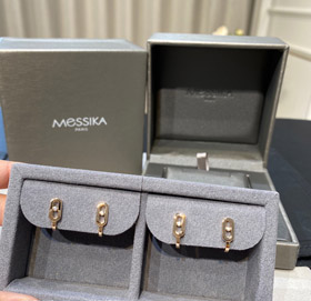 Messika rosa oro completo diamante pendientes deslizantes-3838  