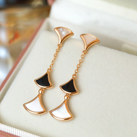 Bulgari en forma de ventilador blanco madre de perla diamante pendientes negros ágata pendientes lar  