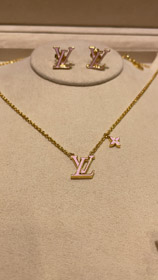 Louis Vuitton LV rosa esmalte carta collar-3873  