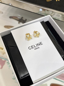 Celine Perla Oro Arco de Triunfo Pendientes-3897  