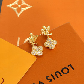 Louis Vuitton LV carta flor diamante pendientes-3909  