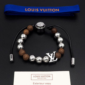 Louis Vuitton LV cable ajustable embellecido con inscripción de madera hebilla de deslizamiento cuen  
