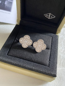 Van Cleef & Arpels diamante completo de cuatro hojas trébol pendientes-3958  