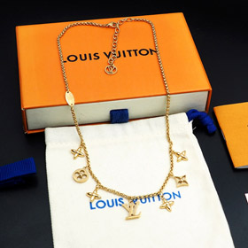 Louis Vuitton LV cartas ajustables y collar de oro floral-4073  