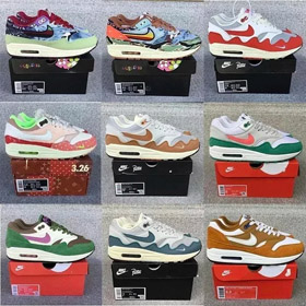 Patta Nike Air Max 1 monarca Retro Bajo Top Casual zapatos de carrera-2915  