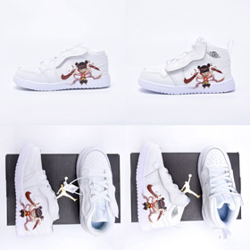 Nike NK Jordania Air Jordan 1 medio Velcro Nezha colaboración zapatos para niños-4108  