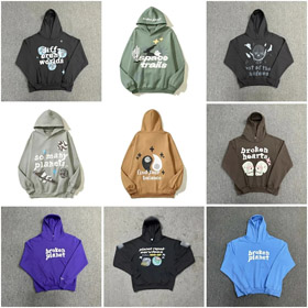 Pullover con capucha con impresión de la carta del planeta roto--4429  