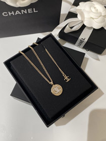 Chanel luz oro oro y plata color coincidencia collar redondo-3593