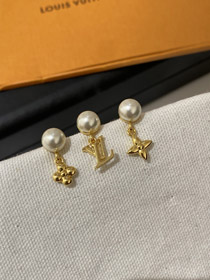 Louis Vuitton LV pendientes de tres piezas con perlas letras-3608
