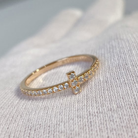 Tiffany oro bobina diamante completo anillo-3682  