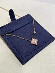 Louis Vuitton LV rosa madre de perla floral diamante rosa oro collar-3726