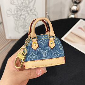 Louis Vuitton LV mini carta denim bolso de concha llavero colgante-3932