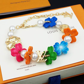 Louis Vuitton LV pulsera de perlas florales y de vidrio-3965