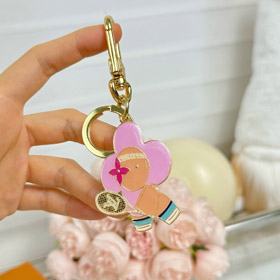 Louis Vuitton LV metal grabado marca mascota raqueta bolso decoración llavero-4004